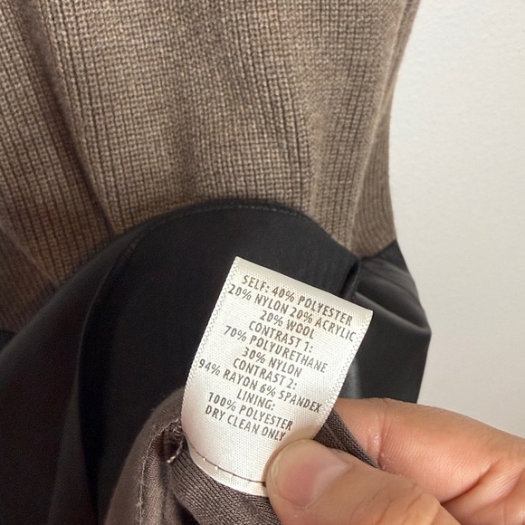 Bailey / 44 American in Paris Turtleneck Dress Taupe Black Womens S Wool Blend - Picture 5 of 6